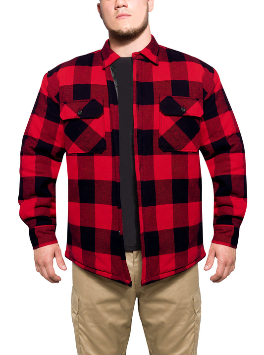 Milspec Buffalo Plaid Quilted Lined Jacket - Red Flannel and Casual Shirts MilTac Tactical Military Outdoor Gear Australia