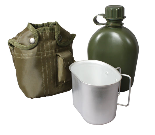Milspec 3 Piece Canteen Kit With Cover & Aluminum Cup Bug Out Bag Collection MilTac Tactical Military Outdoor Gear Australia