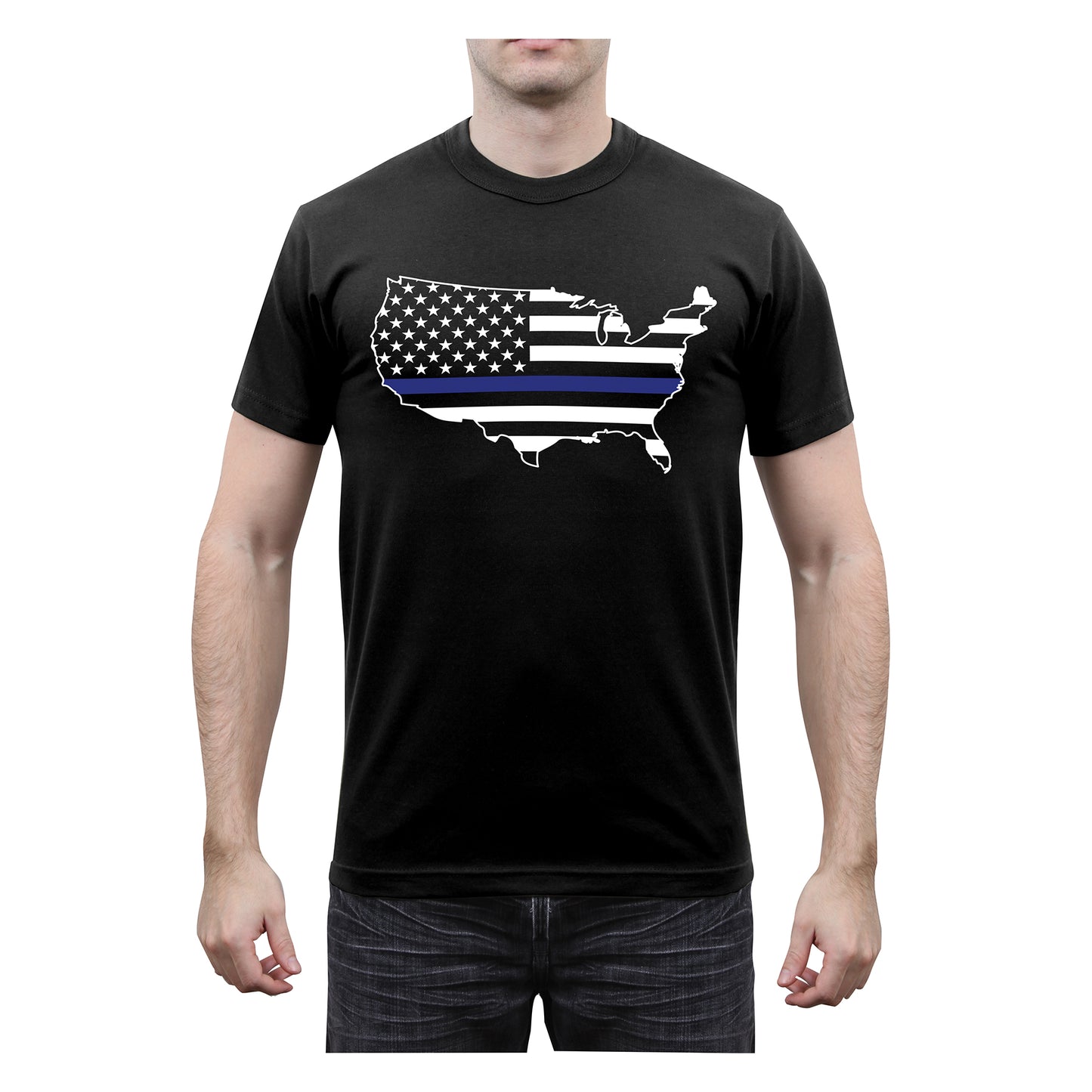 Milspec Thin Blue Line America Map T-Shirt Thin Blue Line MilTac Tactical Military Outdoor Gear Australia