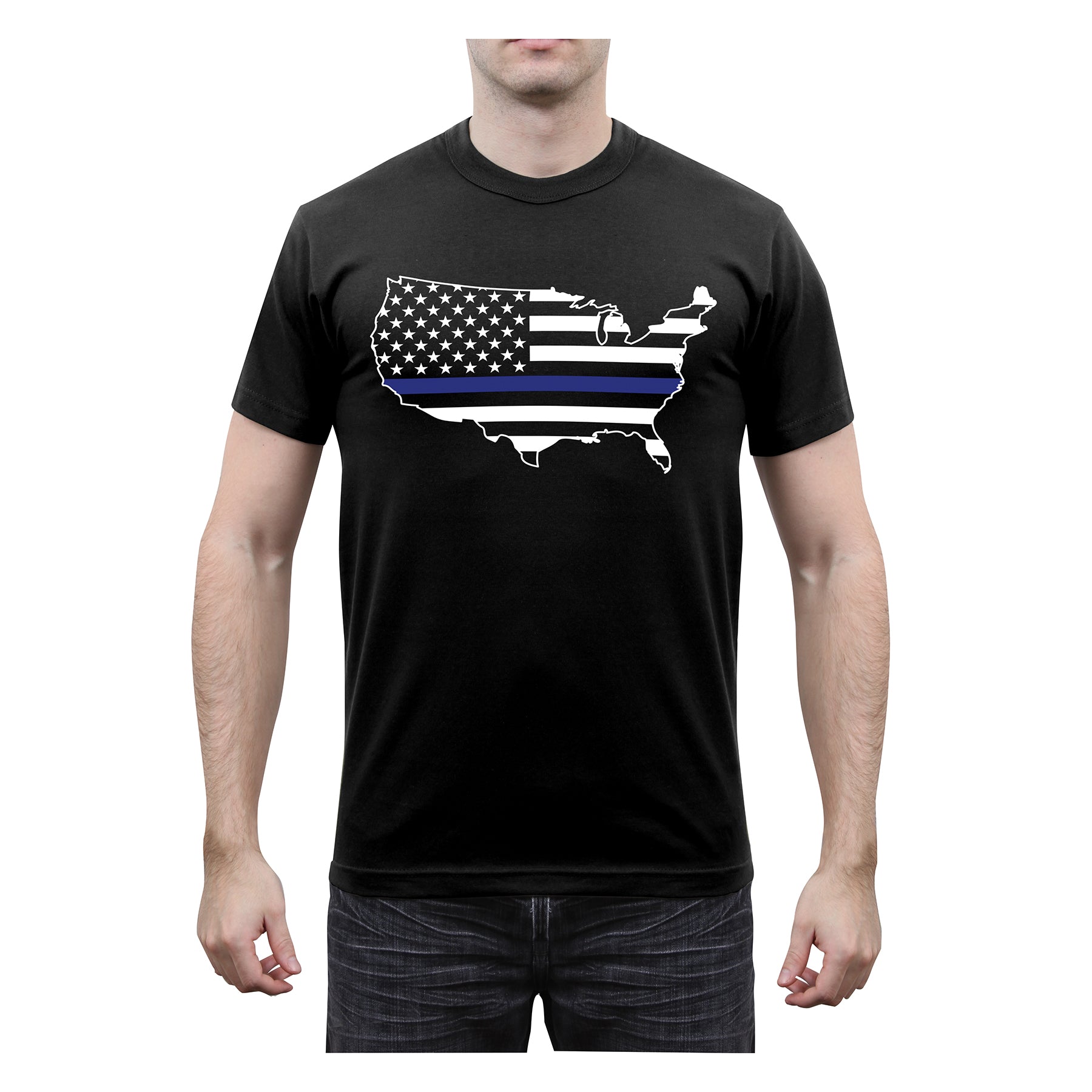 Milspec Thin Blue Line America Map T-Shirt Thin Blue Line MilTac Tactical Military Outdoor Gear Australia