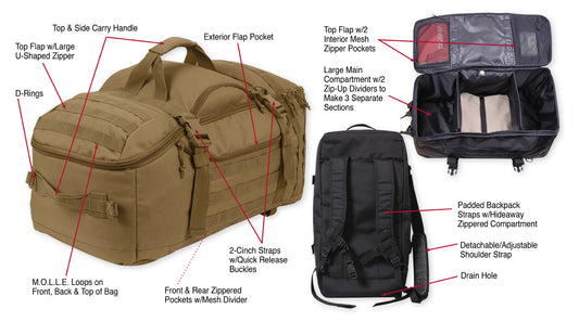 Milspec 3-In-1 Convertible Mission Bag Tactical Packs MilTac Tactical Military Outdoor Gear Australia