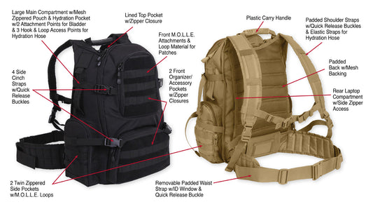 Milspec Multi-Chamber MOLLE Assault Pack Tactical Packs MilTac Tactical Military Outdoor Gear Australia