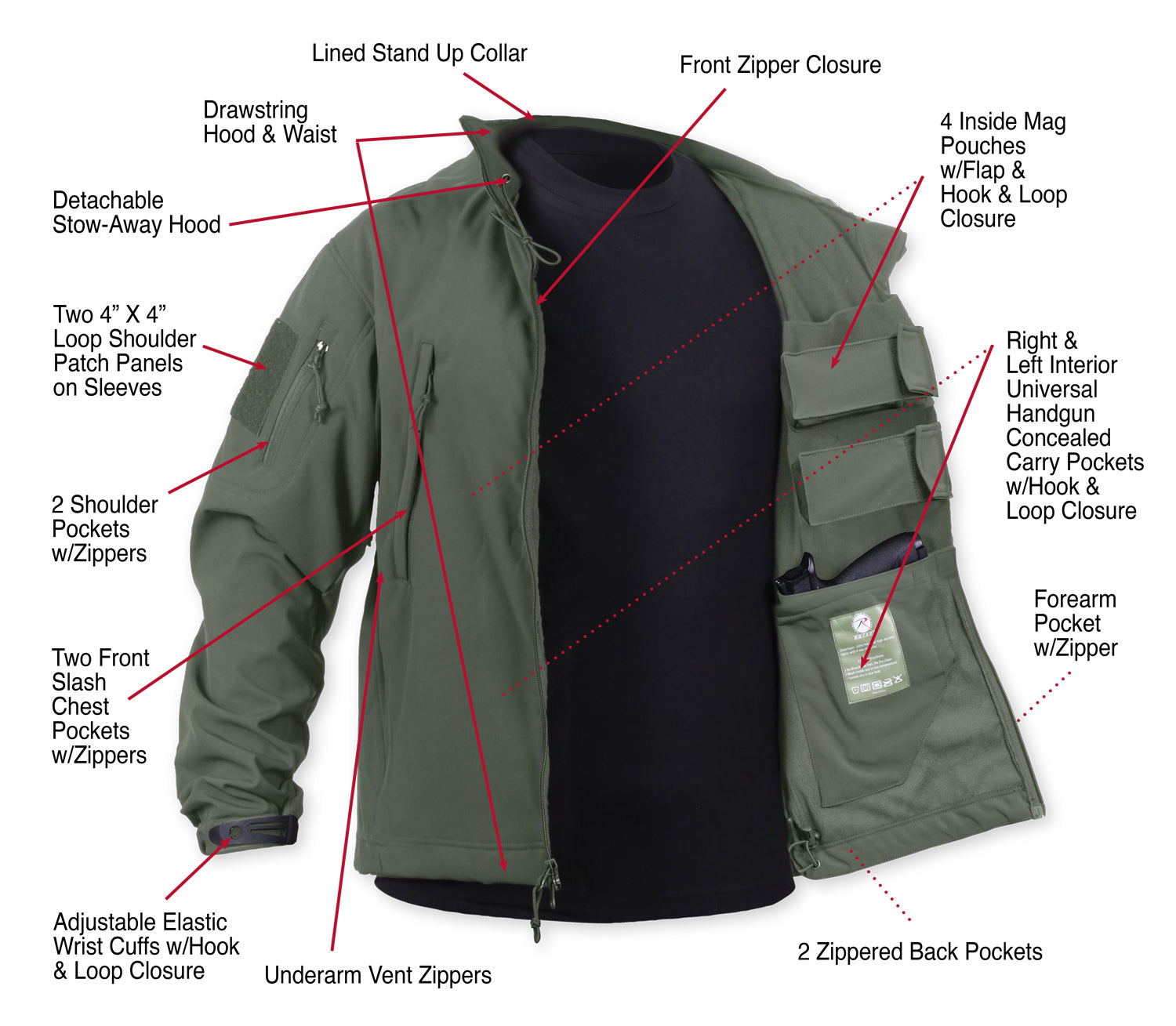 Milspec Concealed Carry Soft Shell Jacket Concealed Carry Clothing MilTac Tactical Military Outdoor Gear Australia