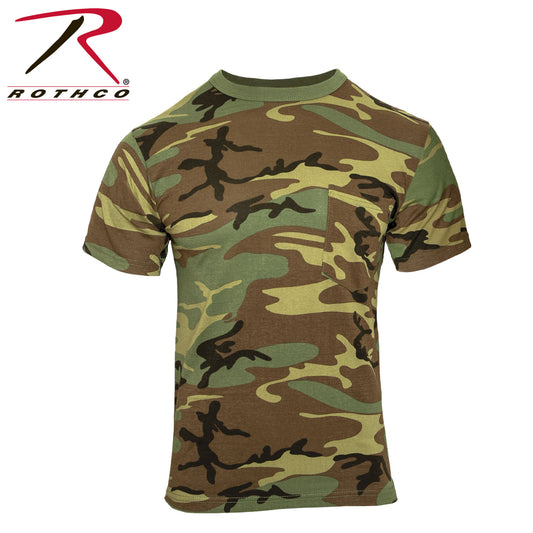 Milspec Woodland Camo T-Shirt With Pocket Camo T-Shirts MilTac Tactical Military Outdoor Gear Australia