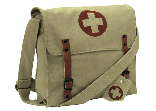 Milspec Vintage Medic Canvas Bag With Cross Messenger & Shoulder Bags MilTac Tactical Military Outdoor Gear Australia