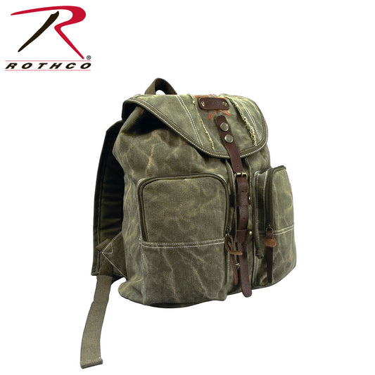 Milspec Stone Washed Canvas Backpack w/ Leather Accents Backpacks & Packs MilTac Tactical Military Outdoor Gear Australia
