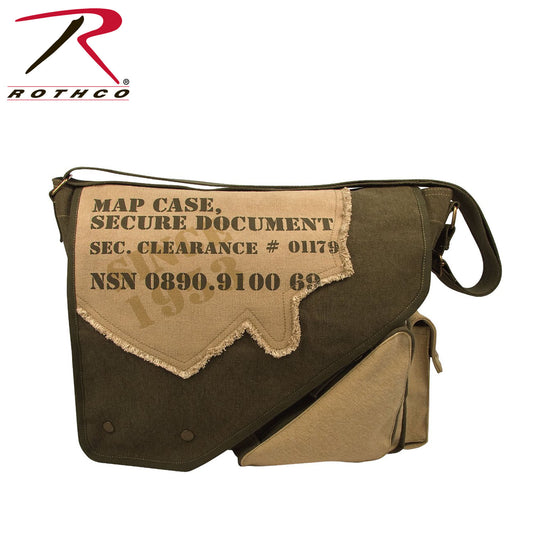 Milspec Vintage Canvas Two-Tone Imprinted Map Bag Messenger & Shoulder Bags MilTac Tactical Military Outdoor Gear Australia